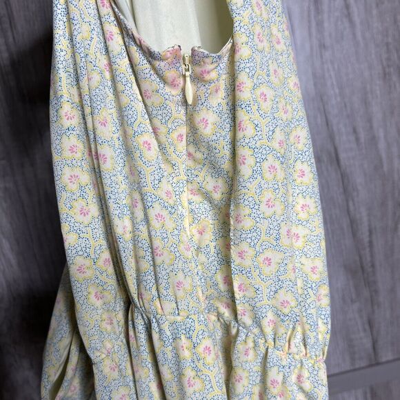 Derek Lam Jumpsuit Deep V Neckline Sleeveless Yellow Floral Print Wide Leg Sz 48 - Picture 14 of 15